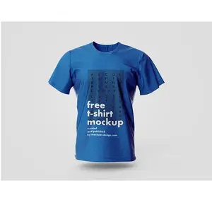 Mockup design alpha letter printed on shirt colore blu 100% cotone naturale 160gsm magliette unisex girocollo personalizzato di alta qualità