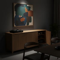 Buffet moderne à deux portes et deux tiroirs pour salon, en chêne massif écologique, avec table de manucure et ensemble de chaises – Vente en gros
