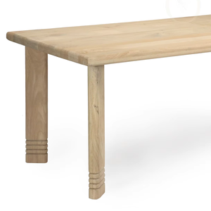 Table à manger classique en bois massif, mobilier de salle à manger durable pour appartement, ferme, hôtel, finition naturelle longue durée - Product Image 1