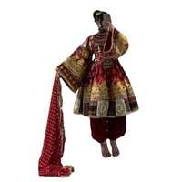 Robe de mariée afghane Kuchi pour femmes, style modeste, longueur genoux, dentelle à volants, broderie florale vintage de haute qualité, franges