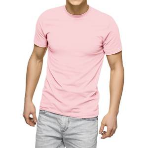 Camiseta de manga corta con cuello redondo para hombre Camiseta de algodón liso sólido Tamaño grande y alto disponible - Product Image 1