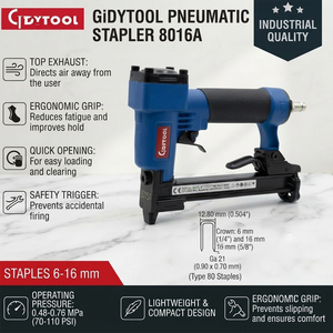 <span class=keywords><strong>Agrafeuse</strong></span> à couronne professionnelle Ga.21 1/2 ''12.8mm <span class=keywords><strong>agrafeuse</strong></span> à air à couronne fine pistolet à clous agrafeuses pneumatiques industrielles 8016 GDY- 8016A - Product Image 1