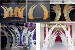 De superbes idées de décoration de scène de mariage en métal pour vos grandes noces par Dstexports Vente en gros Cadre en métal personnalisé Arche de mariage en or - Product Image 3
