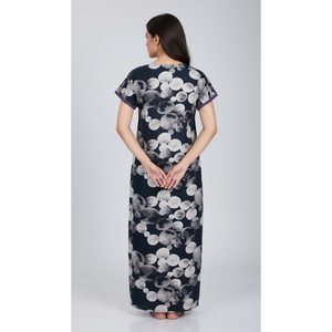 Camisón Largo Estampado Cómodo para Mujer, Marca Alpine, Tejido de Sarga, Mangas Cortas, Bolsillos Laterales, Talla XL, Ropa de Dormir - Product Image 2