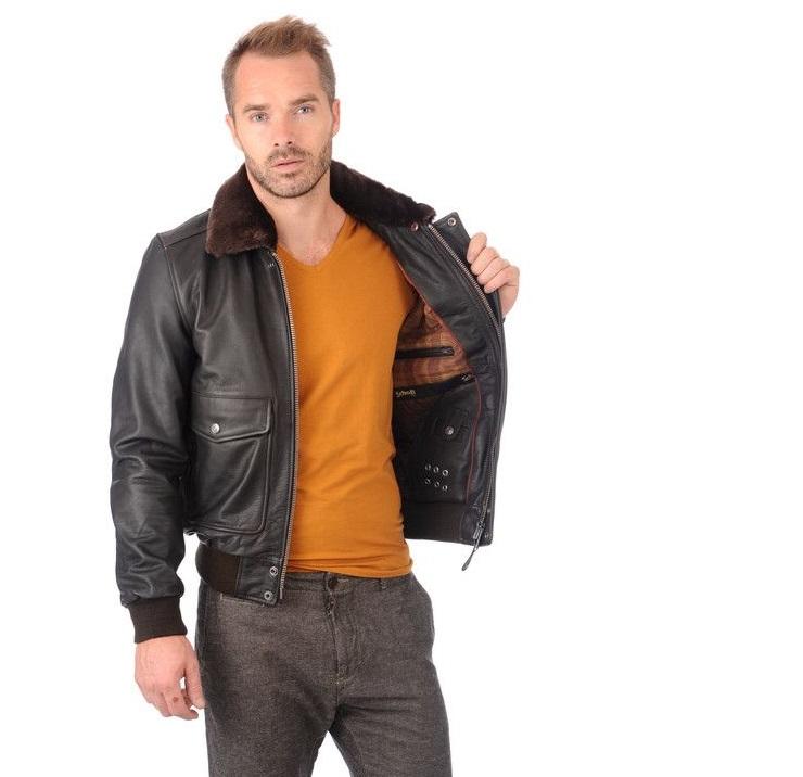 2024 véritable agneau hommes couleur marron fourrure menti veste