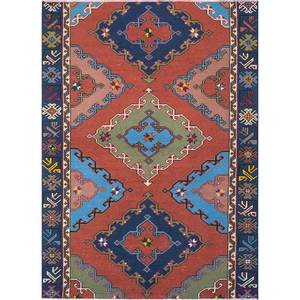 Alfombra de Lana Anudada a Mano Nuray Pae-1349, Alfombra Geométrica a Rayas para Sala de Estar, Alfombra Rectangular para Pasillo, Alfombra para Cuarto de Juegos - Product Image 1