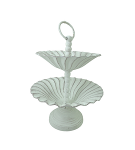 Wholesale Metal Iron 2 <b>Tier</b> <b>Cake</b> Stand White Wash Serving Tray Tabletop <b>Cake</b> Stand Tray for Restaurants Birthday Decoration - Product Image 3