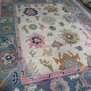 Beautiful 9x12 Antique Traditional Modern Turkish <b>Rug</b> High Quality White Blue Oushak Handknotted Wool Carpet Prayer Carpet Silk - Product Image 1