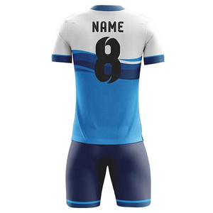 Uniforme de Fútbol Personalizado 100% Poliéster, Camiseta de Fútbol de Manga Corta con Cuello en V, Impresión de Nombre y Logotipo del Equipo, Secado Rápido y Transpirable - Product Image 2