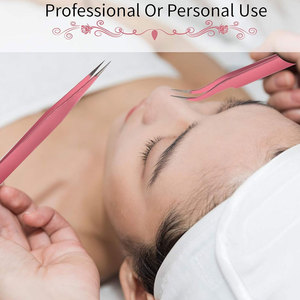 Pinzas de extensión de pestañas personalizadas de Etiqueta Privada, sujeción fuerte, aislamiento de volumen recto fino, punta de fibra delgada de acero inoxidable - Product Image 3