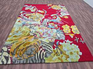 Alfombra personalizable de lana de 8x10 pies con mechones a mano, alfombra de área contemporánea oriental, nuevas opciones de tamaño disponibles, Alfombra de diseño circular abstracta - Product Image 6