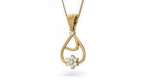 14K Gold & Natural Diamond Dainty Gold Open-Work Teardrop Pendant with Flower Accent - Product Image 4