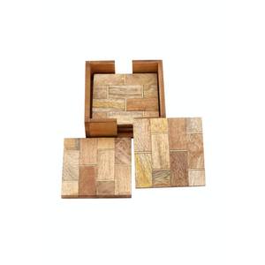 Vintage Square Wooden <b>Bead</b> Pendants with Brass Inlay Top Selling Custom Shape and Size Blank Wood & Brass Inlay <b>Coaster</b> - Product Image 6