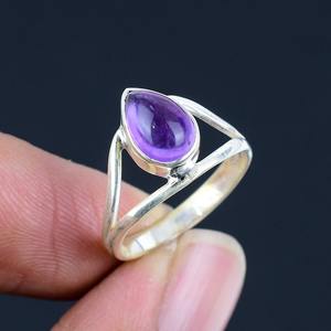 Anillo de piedras preciosas de amatista, joyería para mujer, joyería de estilo bohemio de Plata de Ley 925, anillo hecho a mano de tendencia, regalo para ella - Product Image 3