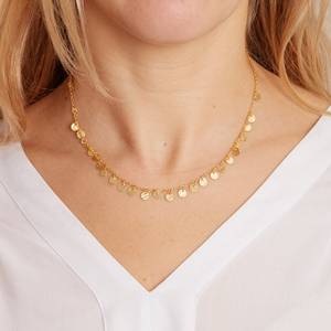 Collar de Eslabones de Monedas de Oro Martilladas de Plata de Ley 925 de Primera Calidad, Chapado en Oro de 18K, Joyería Fina para Compromiso, Boda y Fiesta - Product Image 4