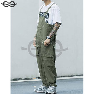 Monos de Rock holgados informales de algodón Retro para hombre, monos de pierna recta con estilo, monos con pechera duraderos, pantalones de aspecto Vintage a la moda - Product Image 4