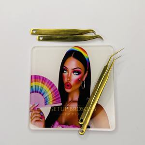 GETUP BROSONS IMPEX Pince à épiler en acier inoxydable pour extensions de cils, kit de tuiles pour cils, antistatique, à dents/lisse/serré - Product Image 5