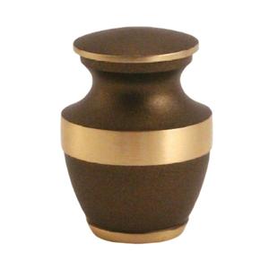 High Quality Brass Cremation <b>Keepsake</b> Urns With Gold Band And Brown Color Finished Metal Funeral Urns <b>For</b> Human <b>Ashes</b> - Product Image 1