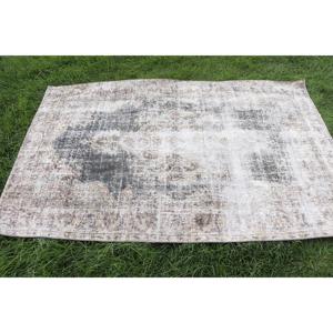 พรมตุรกี, พรมวินเทจขนาด 3.8x5.9 ฟุต, พรมขนสัตว์สีเทาแบบอิคัต - Product Image 3