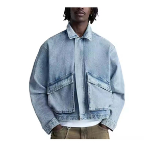 Chaqueta de Mezclilla Lavada para Hombre, Color Sólido, Cierre de Botones, Cuello Camisero, Prenda Exterior Informal de Otoño, Corte Regular, Material de Algodón - Product Image 3