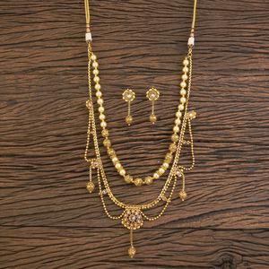 Buy Antique Gold Plated Mala Long Necklace <b>Set</b> 18291 Fashion Jewellery Wholesalers in India - Product Image 1