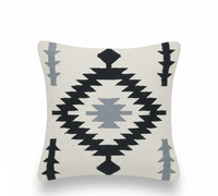 Tissu en coton noir et blanc tissé, motif floral carré moderne personnalisable, fermeture éclair, lavable, pour usage domestique et hôtelier