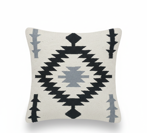 Cotton <b>Black</b> & White Woven Modern Customizable Square Floral Pattern Design Zipper Closure Washable Home Hotel Use <b>Cushion</b> <b>Cover</b> - Product Image 1