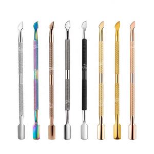 Empujador de cutículas de uñas de acero inoxidable de alta calidad profesional al por mayor HERRAMIENTA DE MANICURA con logotipo personalizado - Product Image 2