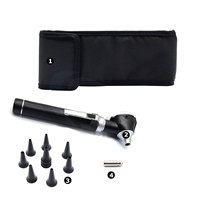 Customizable Color Options Manual Mini Otoscope LED Fiber Optic 10 Plastic Cannula Black Stainless Steel Surgical MOL