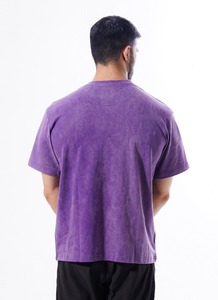 T-shirt personnalisable délavé à l'acide violet de haute qualité 100% coton T-shirt à manches courtes à col ras du cou pour hommes - Product Image 4