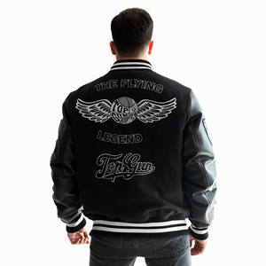 Chaqueta Universitaria de Béisbol de Cuero Vintage Personalizada para Hombre, Estilo Hip Hop con Bordado y Parches, para Invierno - Product Image 6