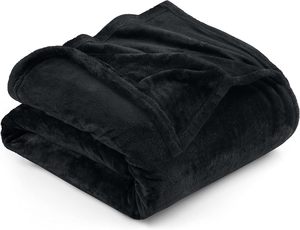 Coperta da letto in pile nera personalizzata all'ingrosso calda morbida tinta unita a buon mercato coperta di flanella spessa per l'inverno - Product Image 6