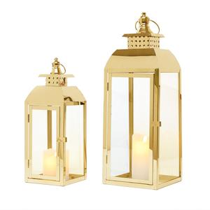 Lanterne de Ramadan en métal doré de qualité supérieure avec panneaux en verre, lumière douce de bougie, décoration festive élégante pour la maison, le dessus de table et les cadeaux - Product Image 3