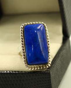 925 Sterling Silver Fine <b>Ring</b> with Lapis Lazuli Religious Style Bezel Setting Inlay for Parties - Product Image 5