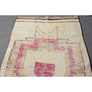 Tapis en Laine Moderne Blanc 2.6 X 10.2ft, Patchwork Turc, Rectangle, Support en Latex, Décor de Salle à Manger, Épaisseur Moyenne Eco - Product Image 3