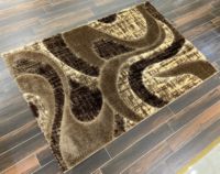 Adiva Hochflor-Teppich aus Polyester, Maschinell Gewebt, Schlingen-/Schneidflor, Jacquard, Rutschfest, Mittlere Dicke, Jute-Rücken