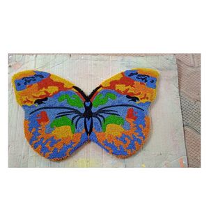 Tapis en fibre de coco bleu vif à imprimé animalier, fabriqué en Inde, lavable, tufté, avec envers antidérapant en caoutchouc, adapté aux animaux domestiques, pour usage domestique - Product Image 3