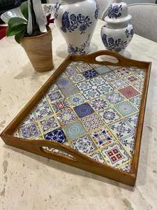 Plateau de service en bois de luxe fabriqué à la main avec Meena à prix raisonnable - Product Image 6