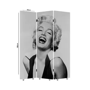Pantalla plegable de lona de doble cara con diseño de sonrisa en blanco y negro de Marilyn Monroe - Product Image 5