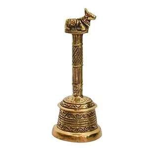 Classic Pure Brass <b>Hand</b> Bell New Design with Brass Handle Vintage Look Metal Peon Bell for Office School Temple and Daily Use - Product Image 3