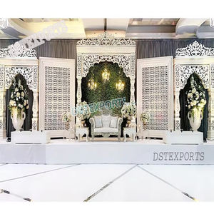 ชุดตกแต่งเวทีงานเต่งงานบอลลีวู้ดสีขาวสำหรับงานแต่งงานชุดเวทีไฟเบอร์สไตล์ USA ชุดรูปแบบงานแต่งงานสีขาวสไตล์อังกฤษ - Product Image 1