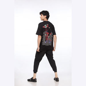 2025 nueva ropa de calle, camiseta con lavado de piedra ácida, logotipo personalizado, hombros caídos, 100% algodón, Ringer, ajuste de punto de gran tamaño - Product Image 3