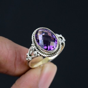 <b>925</b> Solid <b>Sterling</b> <b>Silver</b> Classic Amethyst Gemstone Handmade <b>Spinner</b> <b>Ring</b> Best Design <b>925</b> <b>Silver</b> Stamped Fashion <b>Silver</b> Jewelry - Product Image 3