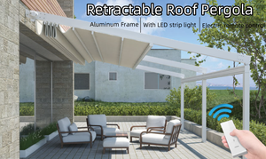 Pergola murale rétractable avec toit en PVC blanc, auvent de terrasse coulissant, couverture de patio - Product Image 3