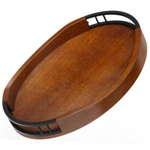 Bandeja de servicio de madera de calidad premkum asequible con borde bandeja de servicio de diseño de trabajo de metal disponible en rana Overseas Inc - Product Image 1