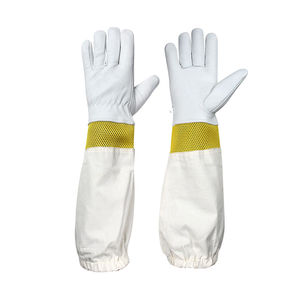 Venta caliente de guantes de apicultura de cuero de piel de cabra blanca, lona de manga larga, protección, precio barato, OEM/ODM disponible - Product Image 6