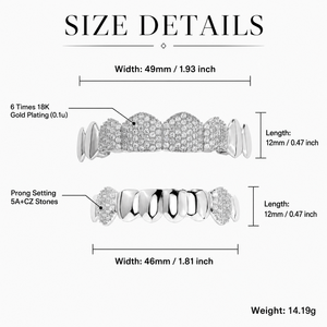Grillz de latón chapado en oro de 18K con micro pavé de circonita 5A, diseño de ocho dientes, con barra de fijación y moldeado, para regalo de fiesta - Product Image 2