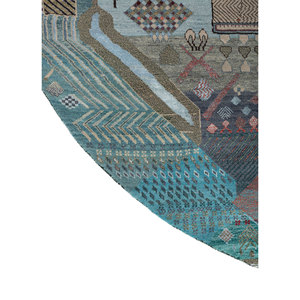 Tapis Manchaha en laine et soie de bambou noués à la main, 10 mm, rectangulaires, motif abstrait patchwork, technique artisanale pour la maison et les couloirs - Les-2801 - Product Image 4