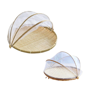 Plateau en bambou vietnamien de qualité supérieure avec couvercle en maille traditionnel et écologique parfait pour sécher, servir et stocker les aliments - Product Image 1