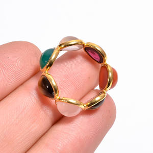 แหวนเงินสเตอร์ลิง925ชุบทองพร้อมแหวนพลอยผสมเครื่องประดับแหวนชุบทอง - Product Image 3